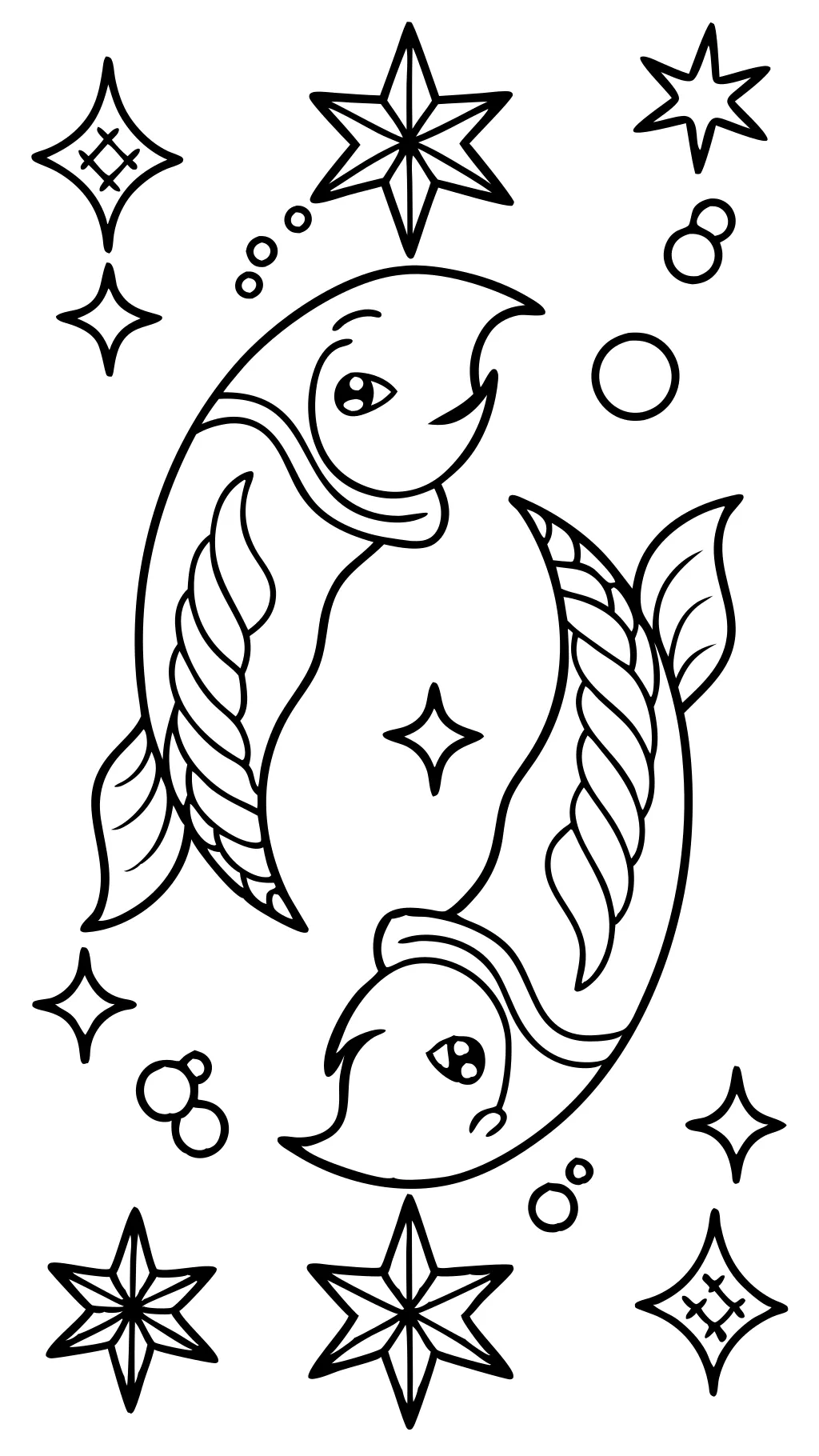 Coloriage des signes du zodiaque Poissons